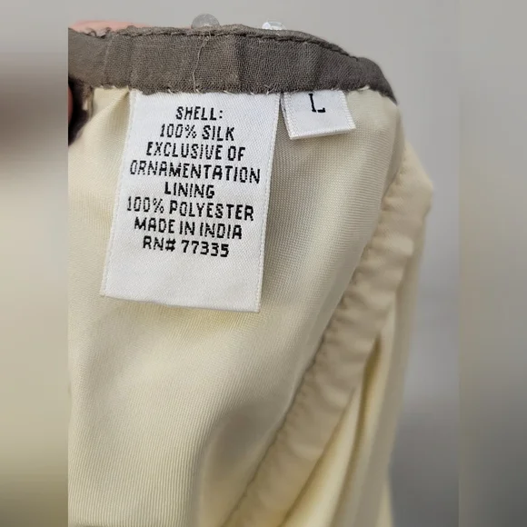 Scala Sequin 100% Real Silk Beaded Mini Dress Sz L Strapless - Picture 12 of 15